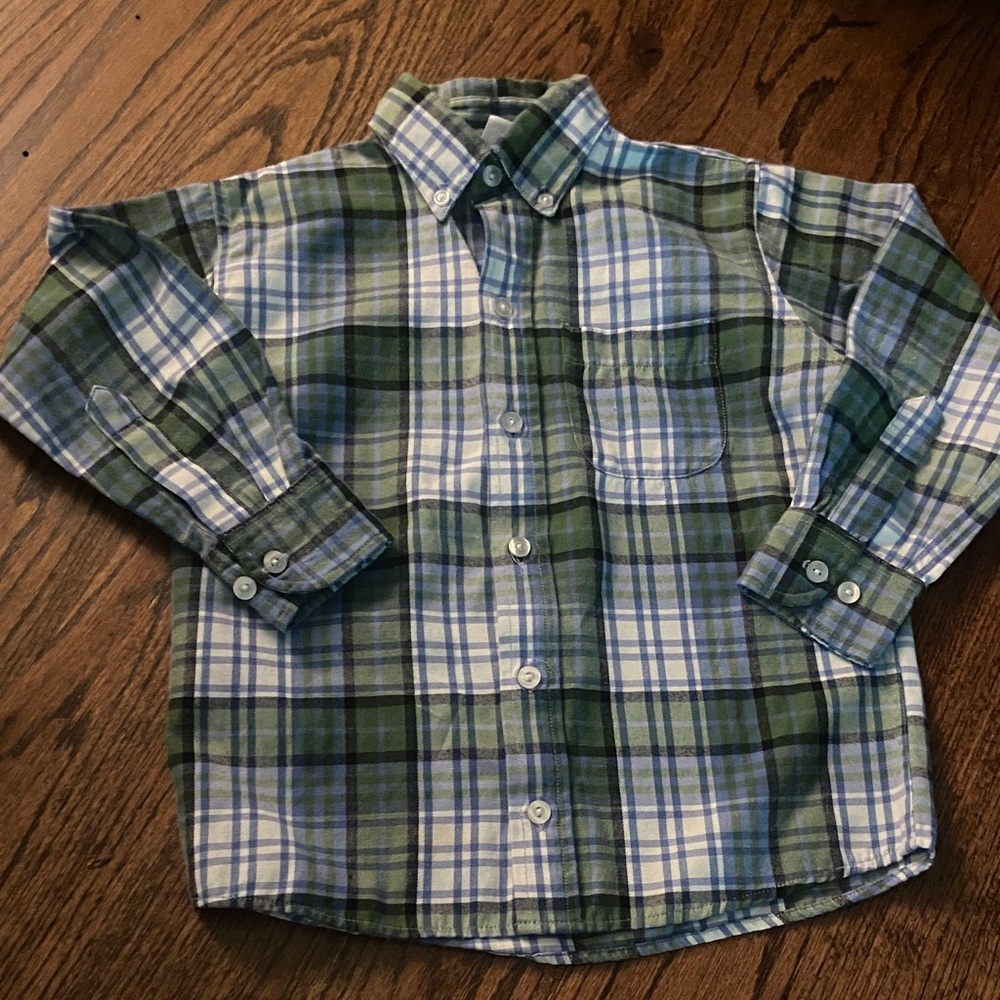bella bliss Green and Blue Plaid Button Down Shirt